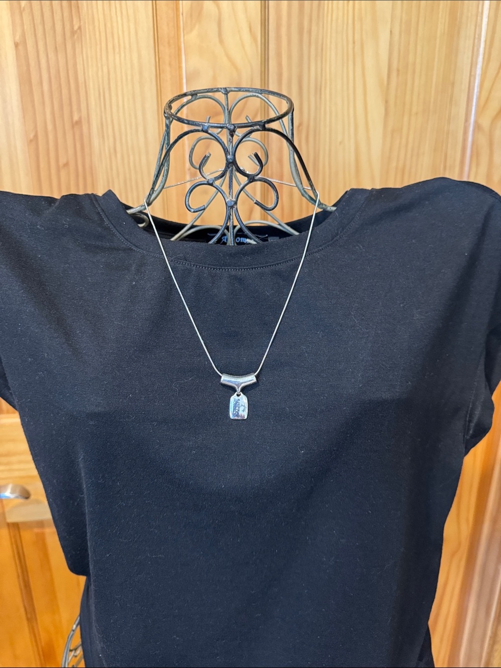Lia Sophia Silver Tone Modern Pendant Necklace